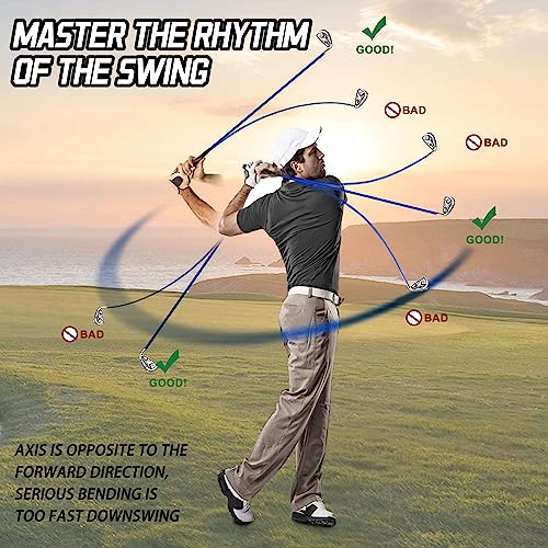 PGM Golf Swing Training Aid for Right-Handed Men and Women - Driver and Iron Weighted Swing Trainer Golf Club Click Stick for Strength Grip Tempo & Flexibility Training