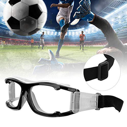 Basketball Training Goggles Frame, Protective Sports Glasses with AntiFog AntiScratch Windproof Lenses Adjustable Strap for Cycling Football Hiking Climbing (Black)