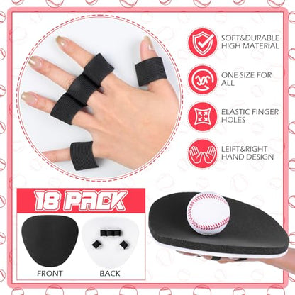 RoundFunny 6/12 Set Baseball Pancake Glove for Training, Baseball Softball Fielding Gloves with 9 Inch Foam Practice Balls, Quick Hands Batting Infield Training Practice Two Hands Youth Adult