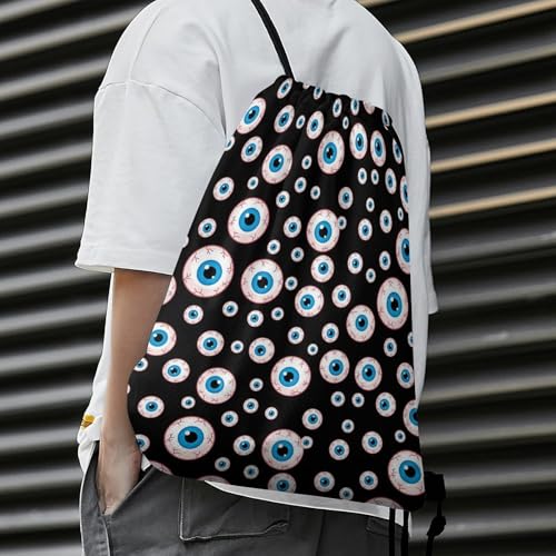 Beam Bag Large Capacity Drawstring Backpack for Volleyball Baseball Sports Workout Gear Travel Men Women, Trippy Eyeballs Pattern Bags - color: Picture (374)