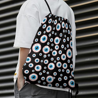 Beam Bag Large Capacity Drawstring Backpack for Volleyball Baseball Sports Workout Gear Travel Men Women, Trippy Eyeballs Pattern Bags - color: Picture (374)