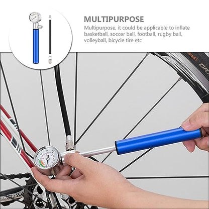 Sports Pump with Pressure Gauge Hand Air Pump for Basketball Soccer Volleyball Rugby and Tires Ergonomic and Portable Design