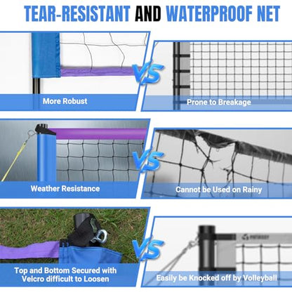SPOYNAL Portable Volleyball Net for Backyard & Beach - 20FT/32FT Outdoor Volleyball Set with Adjustable Height (8ft/7.8ft/7.4ft), Boundary Line, Volleyball, Pump & Carry Bag