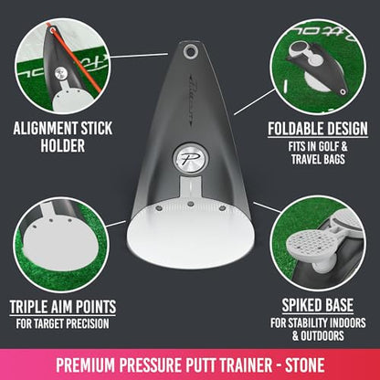 PuttOUT Premium Pressure Putt Trainer - Perfect Your Golf Putting - color: Stone