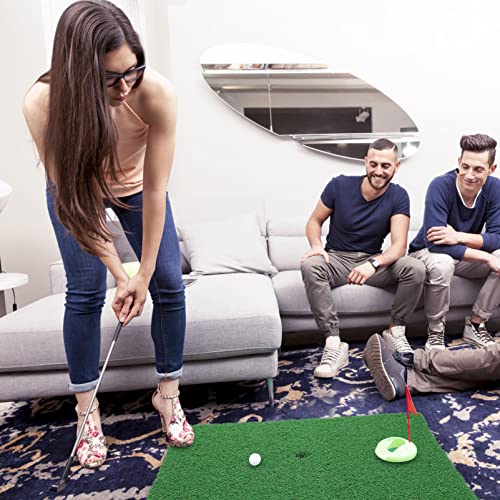 Golf Training Grass Mat - Indoor Golf Putting Mat Artificial Grass - Training Tool for Office - Mini Balls for Indoor Outdoor (30 * 30CM)