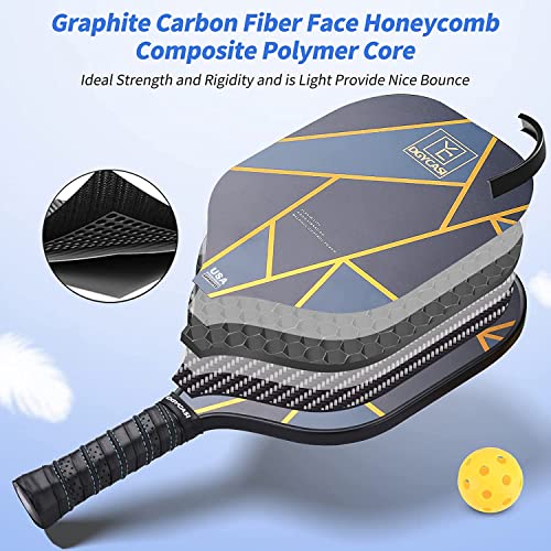 YC DGYCASI Pickleball Paddles Set of 2, USAPA Approved Carbon Fiber Pickleball Set, Lightweight Pickle Ball Rackets 2 Pack, 2 Outdoor Pickleball, 2 Indoor Pickleball, 1 Pickleball Bag - color: Golden