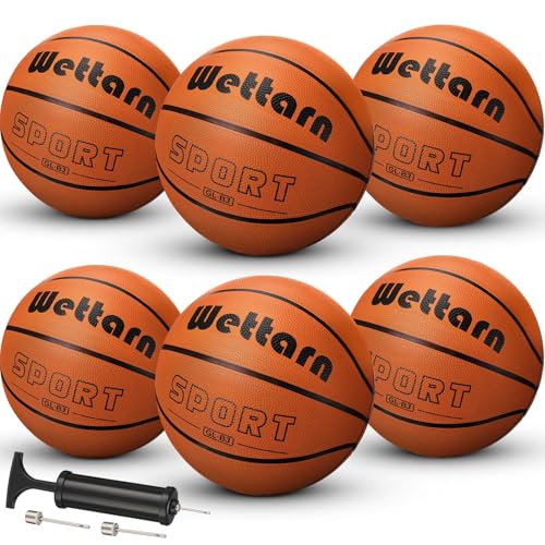 Wettarn Rubber Training Basketball with Pump Street Ball Made for Teens Adults Indoor and Outdoor Game Gym Training Competition Basketball Games - size: Size 3