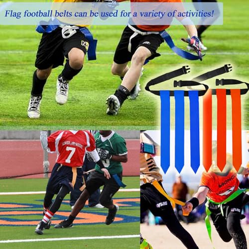 16 Sets Flag Football Belts, Adjustable Flag Football Set, Flag Football Flags Training Set Include Cones - color: 14sets Flag Football Belts With Cones