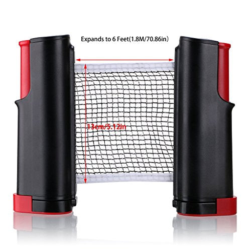 Hipiwe Retractable Table Tennis Net Replacement, Ping Pong Net and Post with PVC Storage Bag, 6 Feet(1.8M, Fits Tables Up to 2.0 inch 5.0 cm - color: Black