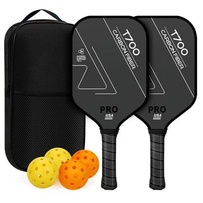 Pickleball Paddle Set of 2 T700 Carbon Fiber – Textured Surface Rackets for Spin & Control, Includes 4 Pickleballs & Bag, Durable Lightweight Pickleball Kit - color: 1
