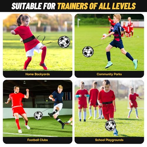 Soccer Kick Trainer 2 Psc with Return Net - Football Training Equipment for Boys & Girls - Practice Gear Compatible with Size 3 4 5 Balls
