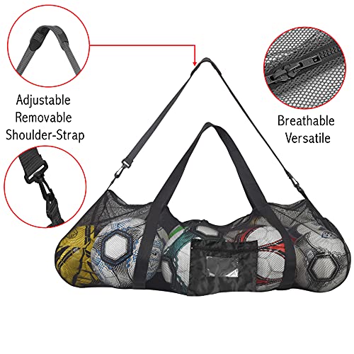 Athllete Extra-Large Heavy-Duty Soccer Ball Bag (34” X 24”) with Shoulder Strap, Basketball Duffel Bag, Mesh Bags with Drawstrings, Heavy Duty Ball Bag, Ball Bags, Dive Bag, Sports Equipment Bag