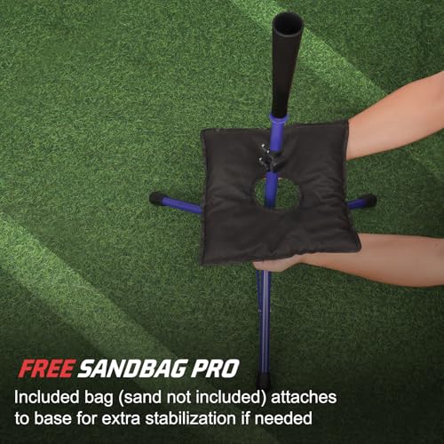 BaseGoal Batting Tee Baseball Tee,Softball Travel Portable Tee Tripod Stand Rubber Tee for Batting Training Practice with Carrying Bag - color: Blue, style: Tee