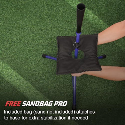 BaseGoal Batting Tee Baseball Tee,Softball Travel Portable Tee Tripod Stand Rubber Tee for Batting Training Practice with Carrying Bag - color: Blue, style: Tee
