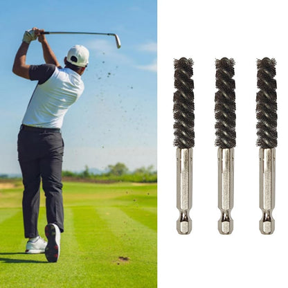 6 Pcs Golf Clubs Head Hosel Brush, Silver Golf Club Cleaner Brush Stainless Steel Wire Bore Brush Hex Shank Handle Electric Drill Wire Brush for Wood and Iron