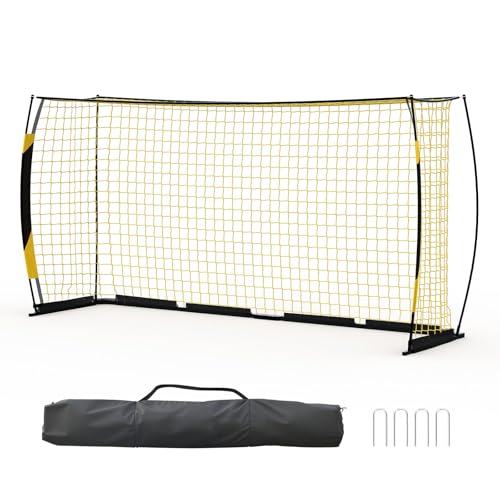 3-in-1 Soccer Rebounder Net & Goal (7x5ft/12x6ft), Dual-Function Football Trainer with Fast Rebound Net, Heavy-Duty Steel Frame, for Backyard, Field, All Ages & Skill Levels - color: Yellow, size: 12x6ft