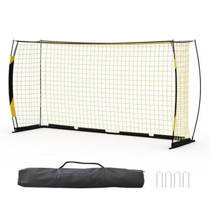 3-in-1 Soccer Rebounder Net & Goal (7x5ft/12x6ft), Dual-Function Football Trainer with Fast Rebound Net, Heavy-Duty Steel Frame, for Backyard, Field, All Ages & Skill Levels - color: Yellow, size: 12x6ft