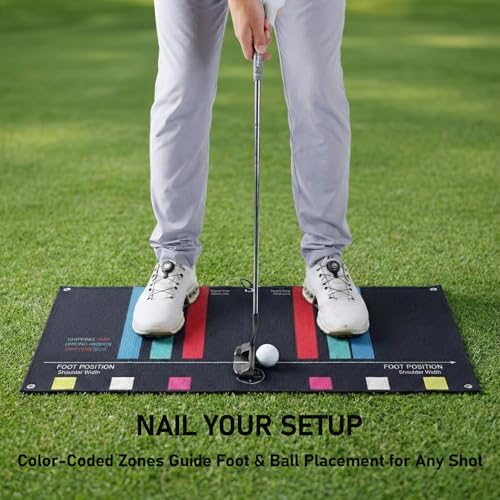 Golf Towel Training Aid for Beginner Golfers, Portable Golf Swing Plane Trainer Stance Alignment Towel for Ball Position, Putting, Chipping, Range Practice Build Consistency in Setup
