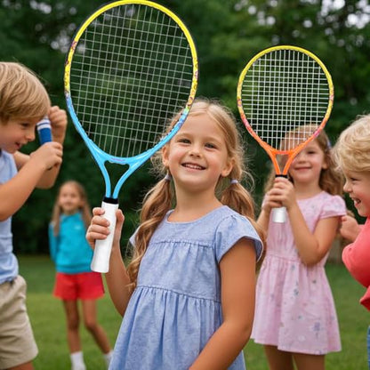 17"-23" Kids Tennis Racket for Aged 2-9, Lightweight and Durable, Including 1 Toddler Tennis Racket and 1 Replacement Grip Tapes - color: 1-Yellow Blue, size: 21"