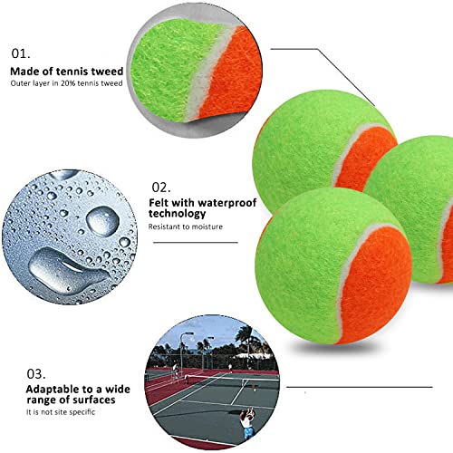 URBEST Tennis Ball 12 Packs Training Tennis Balls Practice Balls for Novice Player, Pet Dog Playing Balls with Mesh Carry Bag - color: orange-green
