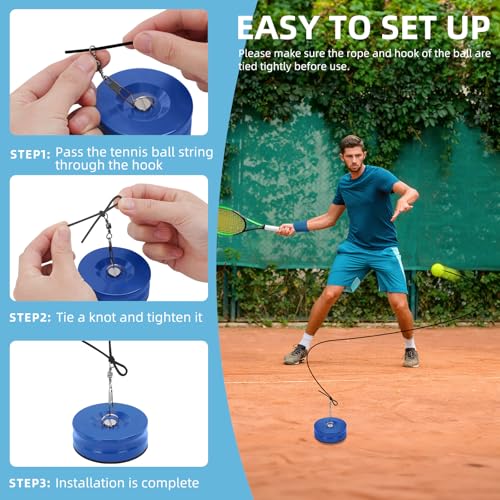 Tennis Trainer Set with 3 Rebound Balls, Tennis Training Equipment with Iron Base, Portable Tennis Training Tool, Tennis Rebounder Kit for Beginners Sport Exercise and Individual Training