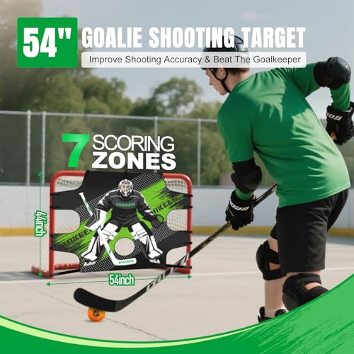 Hikeen Premium Hockey Goalie Shooting Target Tear - Proof Hockey Goal Practice Target with 7 Target Holes - Street Hockey & Ice Hockey Net Goalie Target for Practicing Shooting Accuracy - size: 54" X 44"