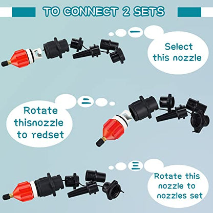 Treela Inflatable Air Pump Adaptor Compatible with SUP Inflatable Car Air Compressor Valve Adaptor with 9 Valve Nozzle for Paddle Board Boat