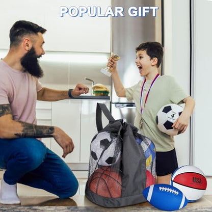 Realspring 6 Pcs Kids Sport Ball Set Includes Official Size Soccer, Basketball, Football, Volleyball, Playground Ball, Baseball with Bag & Pump Back to School Gift for Teens Outdoor Sport Play