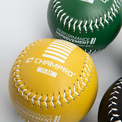 Champro Training Softballs, Set of 4 (Green/Yellow/Black/Blue, 12-Inch)