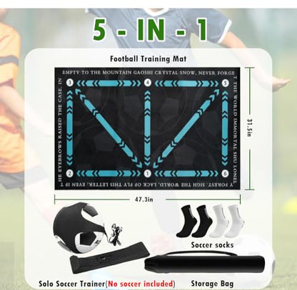 Pro Agility Soccer Mat with Video Training | 47"x32" Soccer Training Mat for Ball Mastery & Quickness | Non-Slip Footwork Skills Mat for Home/Gym | All Ages 5-65+ Training Equipment Kit - style: SOCM02