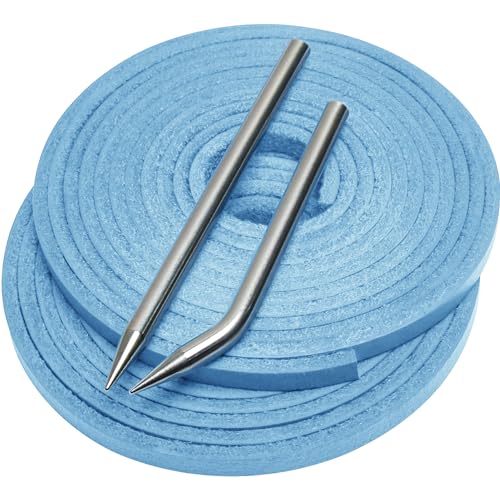 Softball Baseball Glove Lace, Mitt Lace Repair Kit Includes 2 Leather Laces and Lacing Needle for Catcher's Glove - color: Light Blue