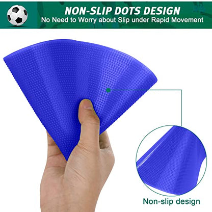 Poly Spots 4" or 9" Flat Cones Spot Markers for Gym/PE Training, Dance, 12/18/24 Pcs Non-Slip Rubber Floor Dots Flat Disc Markers for Soccer Basketball Sports Agility Drills, Classroom Activities - style: Blue 24 Pcs 9inch