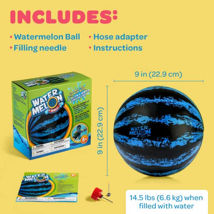 Watermelon Ball – The Ultimate Swimming Pool Game for Under Water Passing, Dribbling, Diving and Pool Games for Teens, Kids, or Adults, Balls Fills with Water, Blue, 9 inches - size: 9", style: 9" Blue