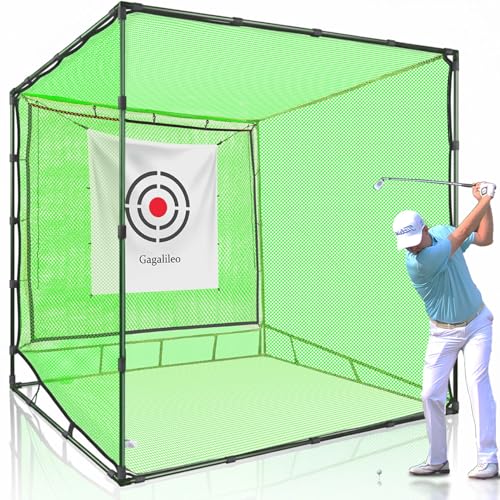 Gagalileo Golf Cage Net with Steel Frame and Target: 10X10X10FT Heavy Duty Practice Net for Backyard Driving & Indoor Driving Range Outdoor Training - style: 10X10X10FT With Bottom