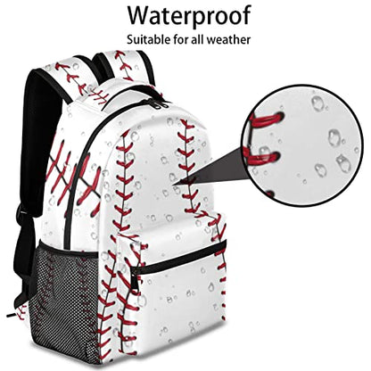 Baseball Ball Print Pattern Large Backpack Rucksack Book Bag Travel Hiking School Bag for Adult Boys Girls
