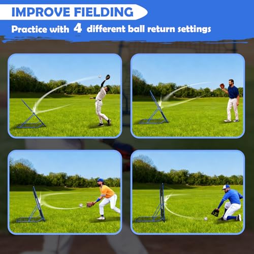 4x4.5FT Baseball Rebounder Net | 4 Adjustable Angles | Pitch Back Baseball Softball Volleyball Rebounder | 1 Strike Zone | Suits Pitchback Trainer for Ground, Line Drive & Fly Balls