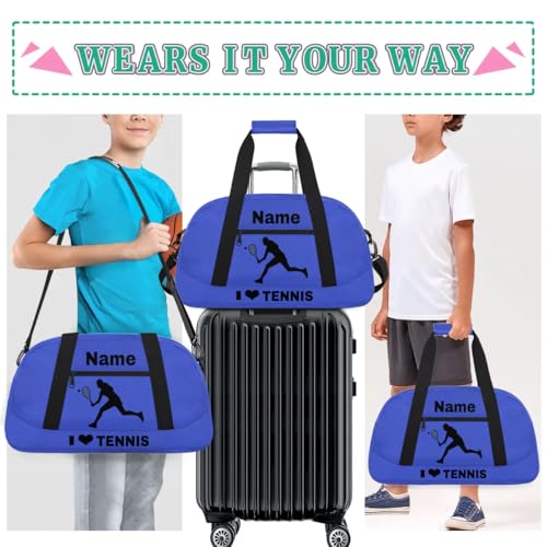 Custom Sport Duffel Bag Tennis Personalized Name Sports Bag Overnight Weekender Bag Waterproof Travel Sport Gym Bags, Blue - color: Blue, style: Tennis