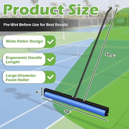 Tennis Court Squeegee, Foam Tennis Sponge Roller, Lightweight Quick Clearing Tools for Tennis Basketball Sports Court, Black - color: Black