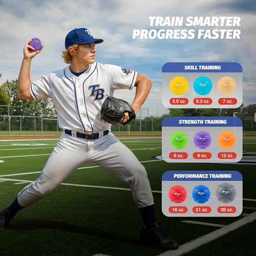 ZELUS Weighted Baseball Set with Seams for Hitting Pitching, Plyometric Baseballs with Carry Bag, Variable Weighted Balls for All Skill Levels - color: Full Pro Training(9 Pack)