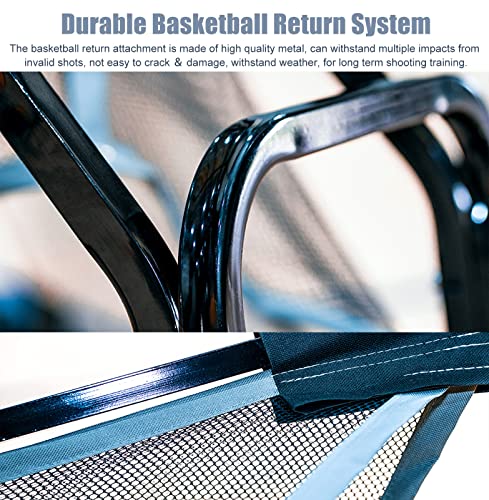 Basketball Hoop Returner Return Attachment Shot - Black Rotatable Rebounder Shooting Trainer and Guard Net Set for Outdoor Indoor Practice