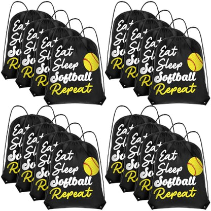 Windyun 16 Pcs Ball Drawstring Backpack Bulk Lightweight Draw String Bags Cinch Bags Drawstring Cinch Sack Tote(Softball) - style: Softball