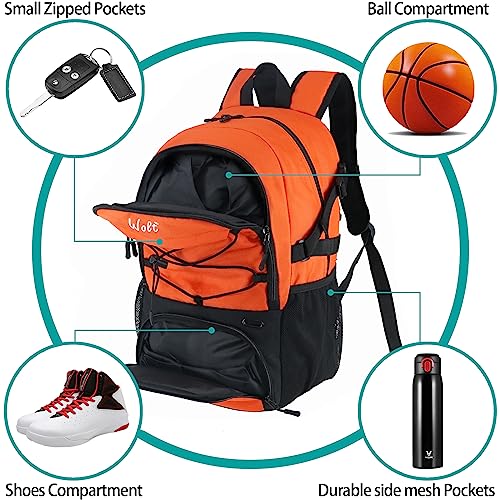 WOLT Basketball Backpack Large Sports Bag with Separate Ball Holder & Shoes Compartment, Best for Basketball, Soccer,Gym