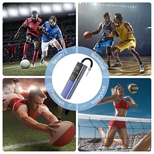Pumteck MY01 Electric Ball Pump with Inflation & Deflation, Accurate Pressure Gauge and 4 Preset Modes, Automatic Ball Pump for Basketball, Soccer, Football and Volleyball (Max 15 PSI) - color: Blue-Purple