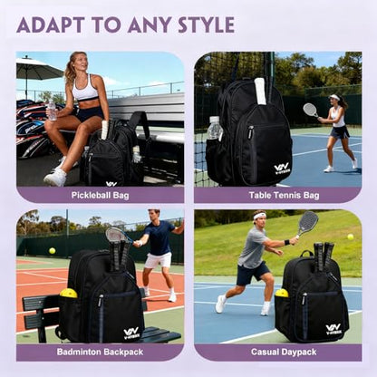 Pickleball Bags, 30L Deluxe Waterproof Pickleball Backpack with Shoe Compartment for Men Women Pickle Ball Gift Accessories for Pickball Lovers (Black) - color: Black
