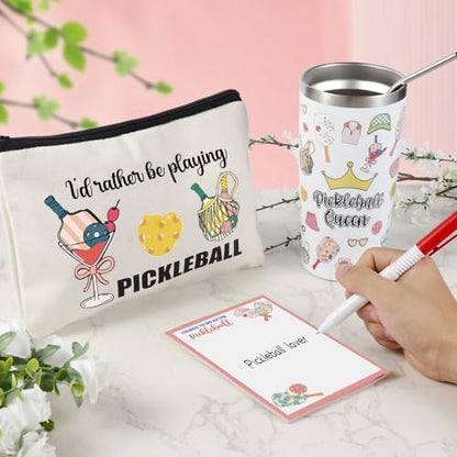 Bayelove Pickleball Gifts for Women Best Pickleball Gift for Women Funny PickleBall Stuff Including Tumbler Mug Makeup Bag Socks Notepad Athletic Towel Gift Card for Birthday Christmas Mothers Day