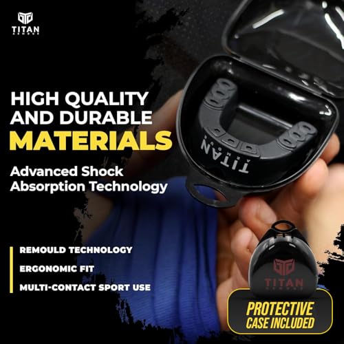 Titan Armour® Mouth Guard Boxing | Premium Dual-Layer | Case Included | Adult & Youth Custom-Fit Mouthpiece | Boil & Bite Mouthguard for Men: Football, MMA, Hockey, Lacrosse, BJJ, Basketball - color: Red, size: Adult Age 11+
