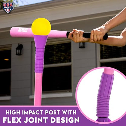 Franklin Sports Youth Batting Tee - Adjustable Height Plastic Training Tee for Kids + Toddlers - 23" to 33" Inches - style: XT Batting Tee – Pink
