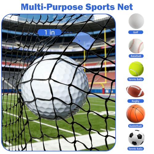 Golf Practice Net with Pre-Assembled Hanging System, 10x10/ 10x15/ 10x20ft Golf Netting for Garage, Self-Locking Pulley & 3/16" PVC Coated Cable, Easy Tension Setup, DIY Sports Netting - size: 10x15 FT