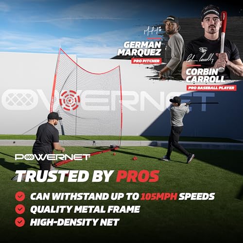 PowerNet Portable Sports Rebounder -Basketball, Volleyball, Soccer, Baseball, Softball and Lacrosse, Backyard & Garage Backstop, Indoor Outdoor Safety Net for Protection - style: 21.5x11.5 RED Net