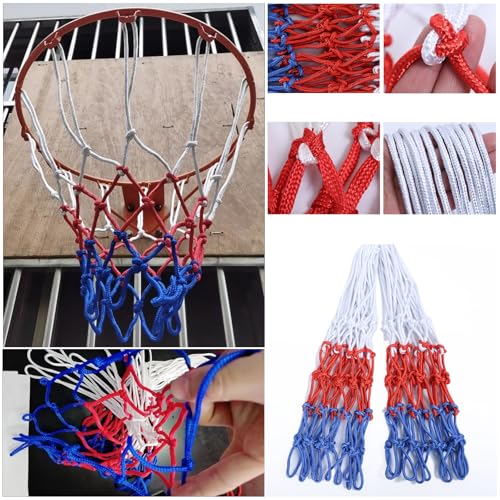 2 Pack Basketball Net Replacement 12 Loops Heavy Duty Anti-Whip All Weather Basketball Rim Nets for 18" Steel Basketball Hoops Rim Backyard Courts Indoor & Outdoor Driveway Recreational Center
